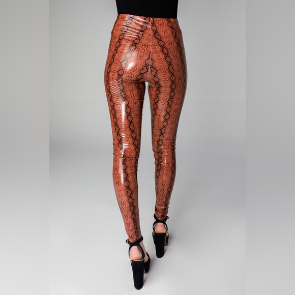 NWT; BUDDY LOVE ❤️MILA PATENT VEGAN LEATHER LEGGING - COGNAC SNAKE - Picture 3 of 15